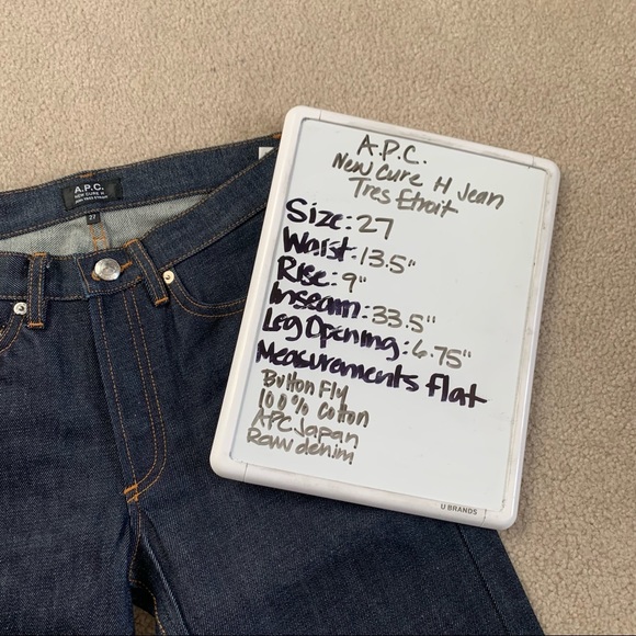 A.P.C. New Cure H Jean Tres Etroit Dark Wash Super Slim Raw Japanese Denim - Picture 12 of 12